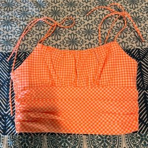 Hot pink gingham crop tank - SELL BY 8/11